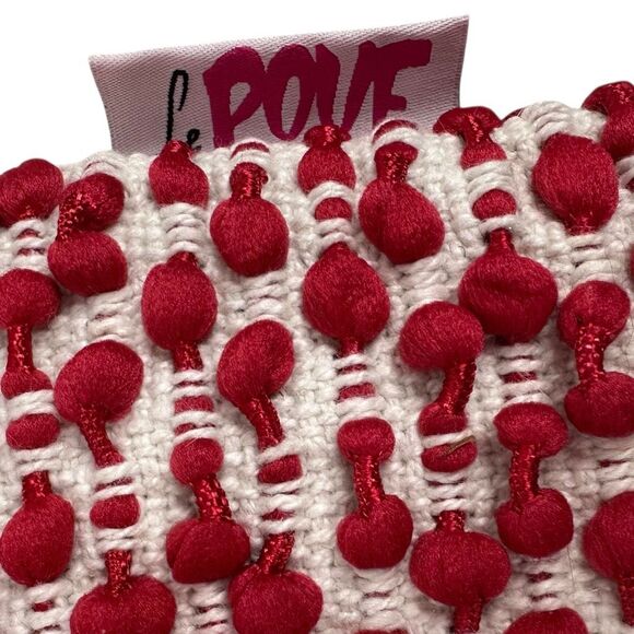 Le Pouf Textured Pillow Covers Red Cream No Pillow - Picture 9 of 10